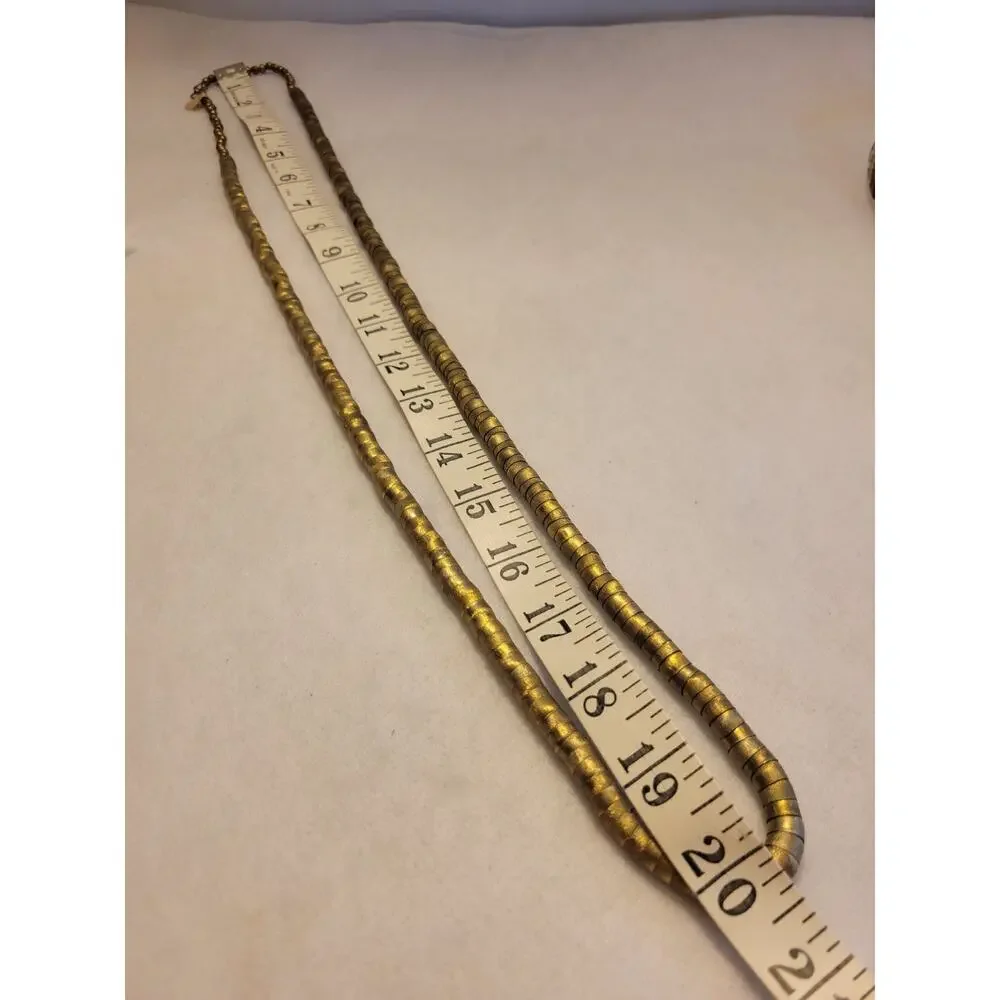Brass Bronze Necklace Serpentine Reticulated Tube Beaded Metal Fashion‎ Jewelry